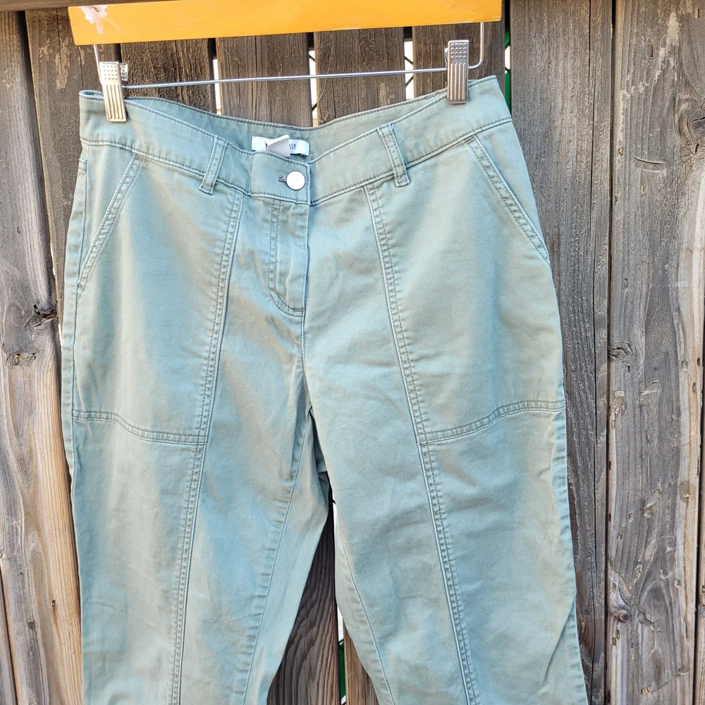 White House Black Market Green Ankle Cropped Pants SZ 6 - Picture 5 of 16